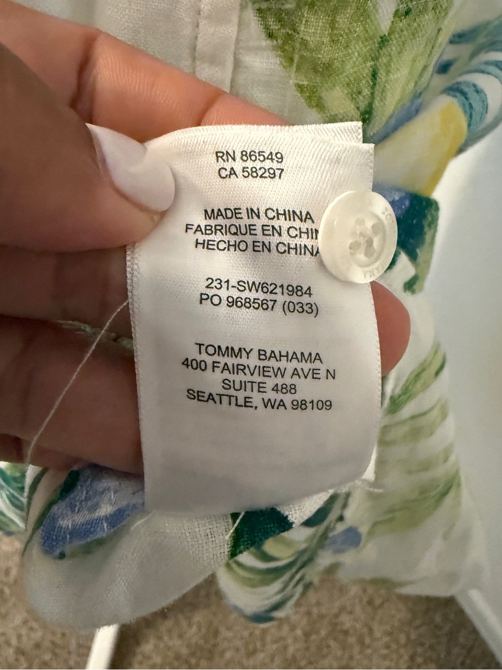 Tommy Bahama White Linen Button-Front Midi Dress with Tropical Hem Size M - Picture 11 of 11